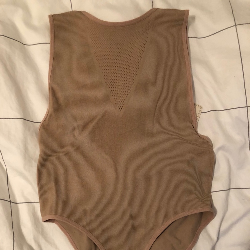 Tan Bodysuit with Unique Neckline